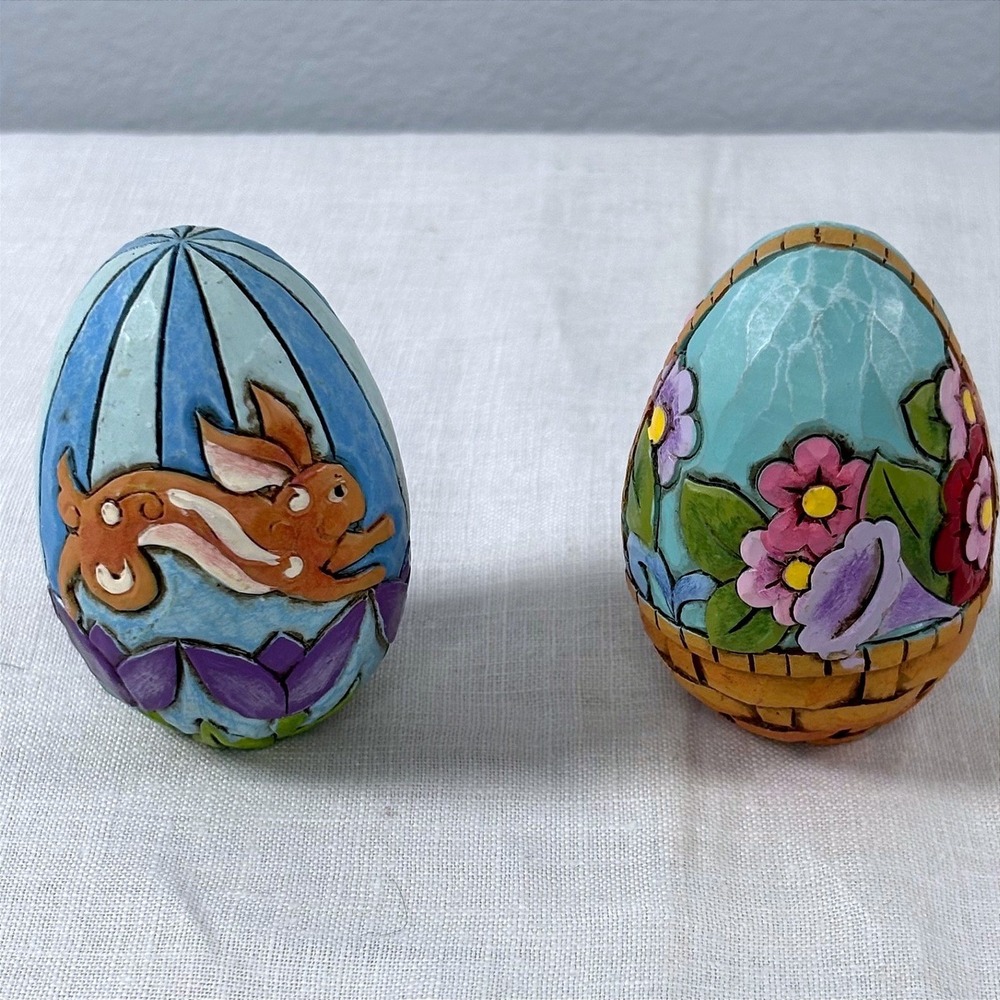 Jim Shore Heartwood Creek Easter Egg Figurines Set of 2 NO BOX